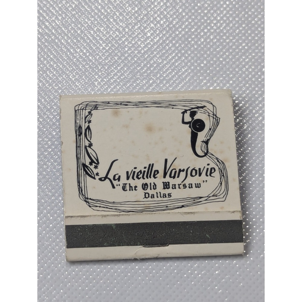 La Vieille‎ Varsovie Dallas "The Old Warsaw" Cuisine Francaise Matchbook Vintage